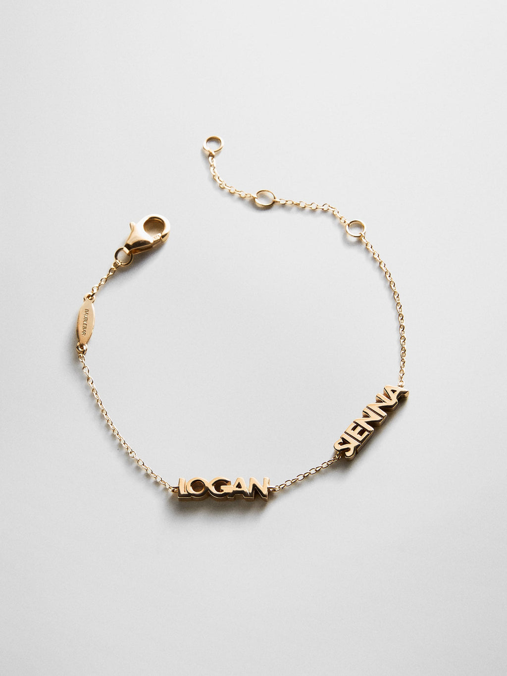14K Gold Custom Block Multi Name Bracelet - 2 Names