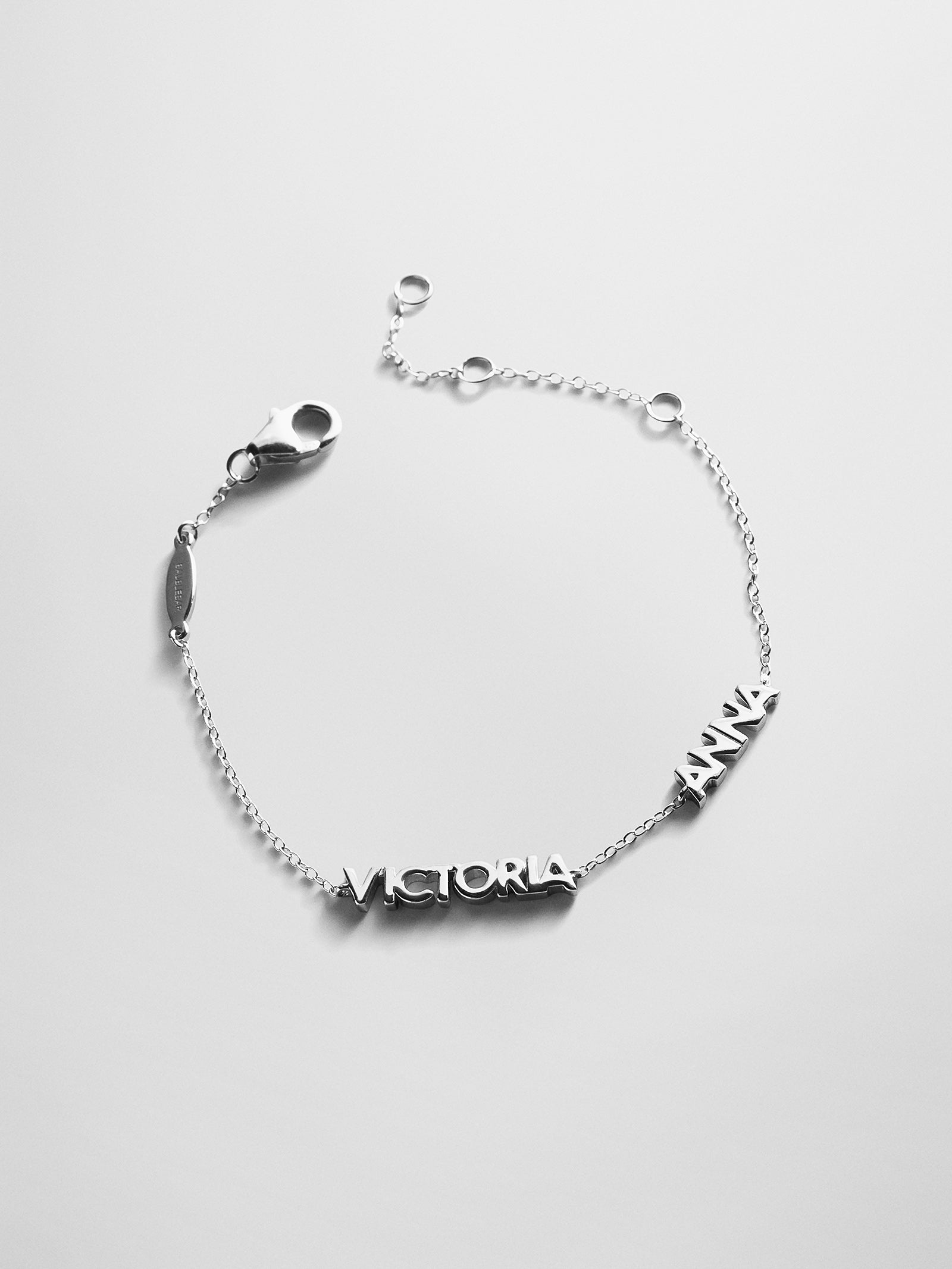 Sterling Silver Custom Block Multi Name Bracelet - 2 Names