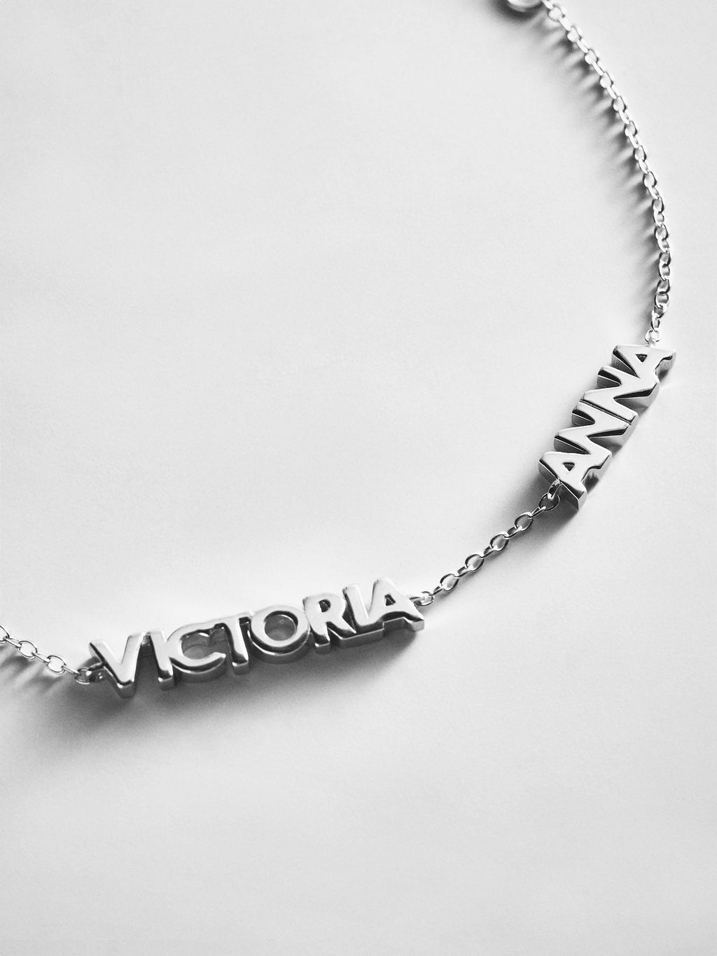 Sterling Silver Custom Block Multi Name Bracelet - 2 Names