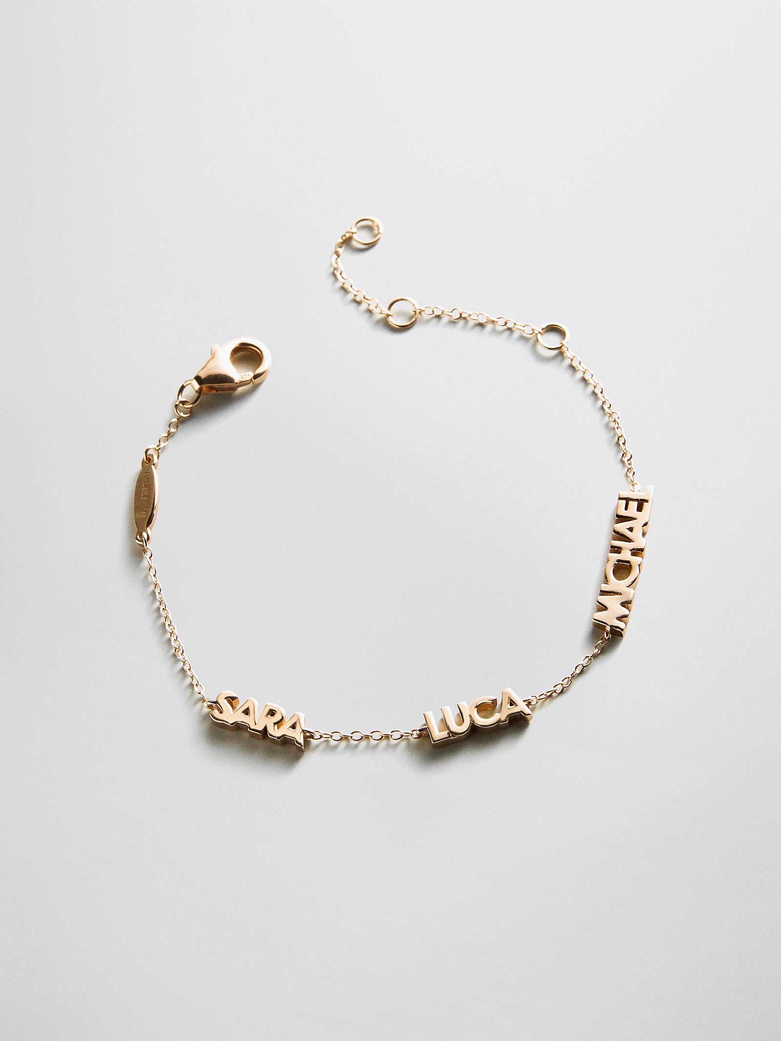 14K Gold Custom Block Multi Name Bracelet - 1 Name