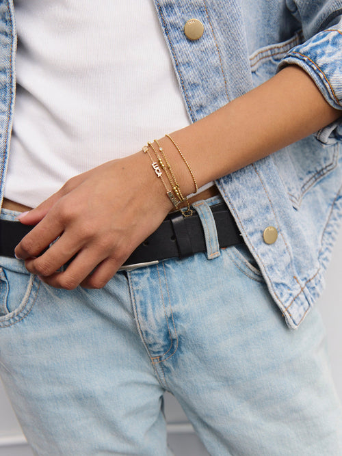 14K Gold Custom Block Multi Name Bracelet - 3 Names