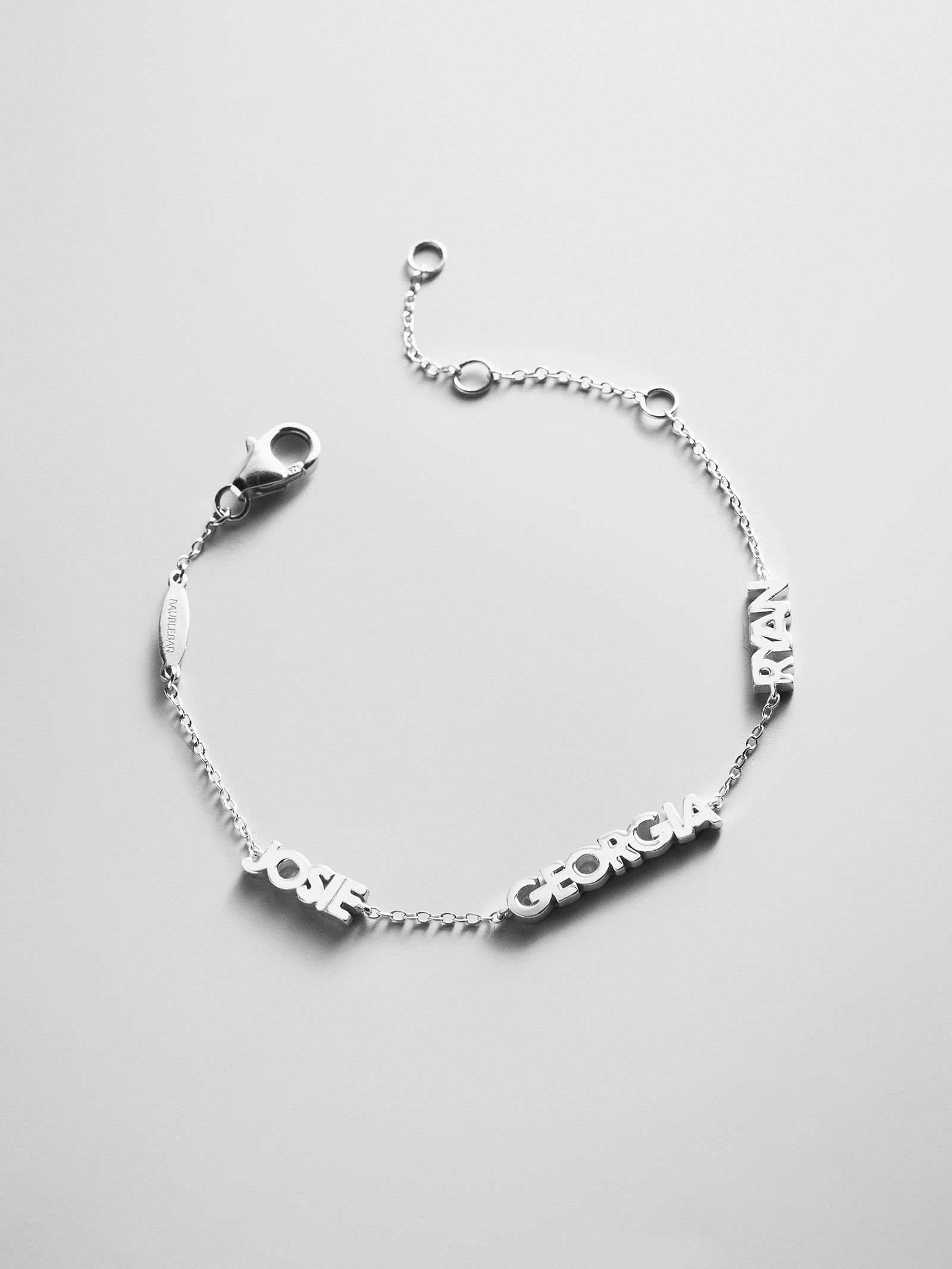 Sterling Silver Custom Block Multi Name Bracelet - 1 Name