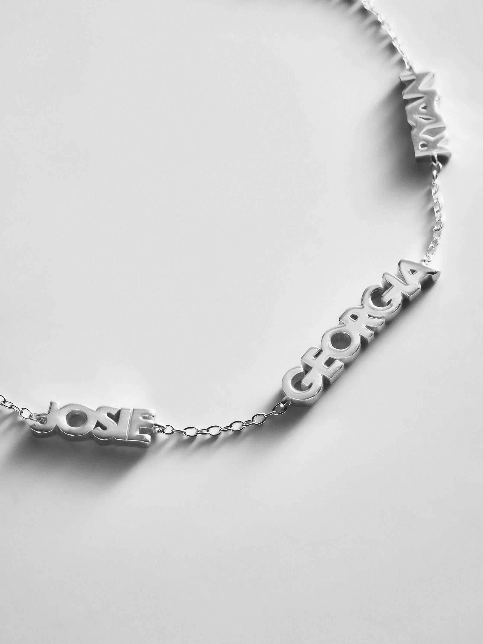 Sterling Silver Custom Block Multi Name Bracelet - 3 Names