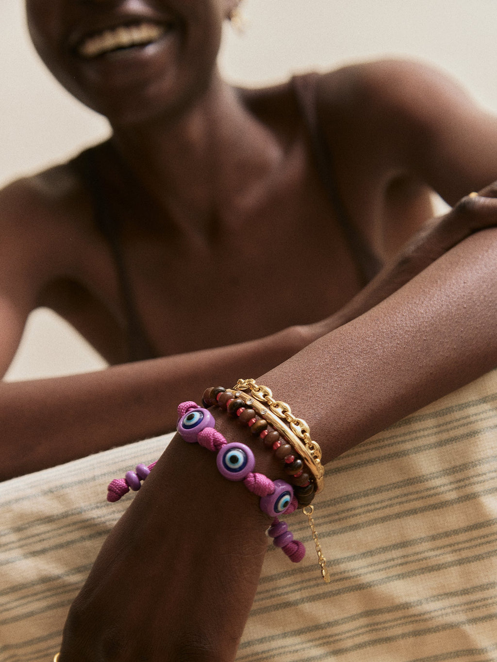 Knotty Good Eye Cord Bracelet  - Lilac