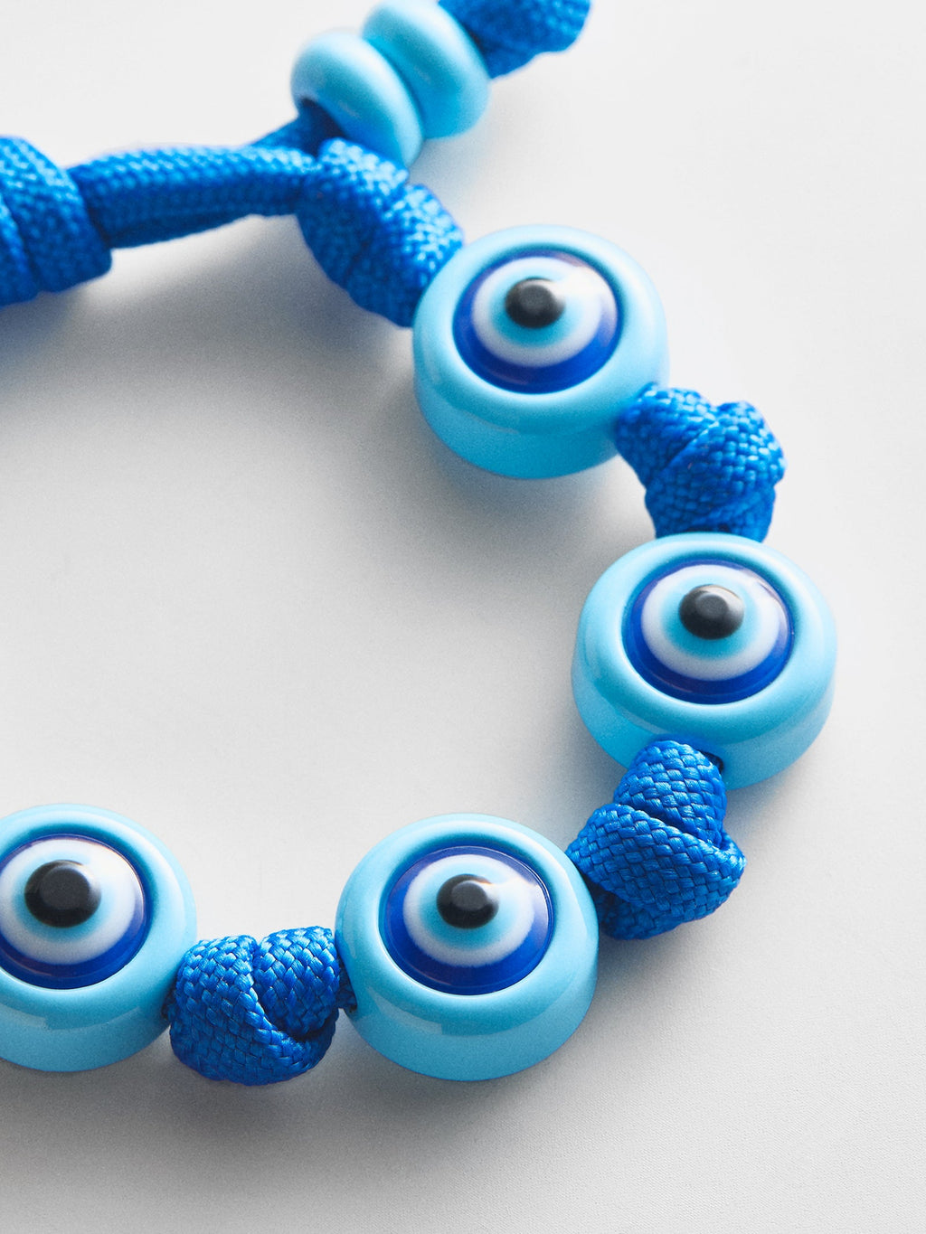 Knotty Good Eye Cord Bracelet  - Aqua