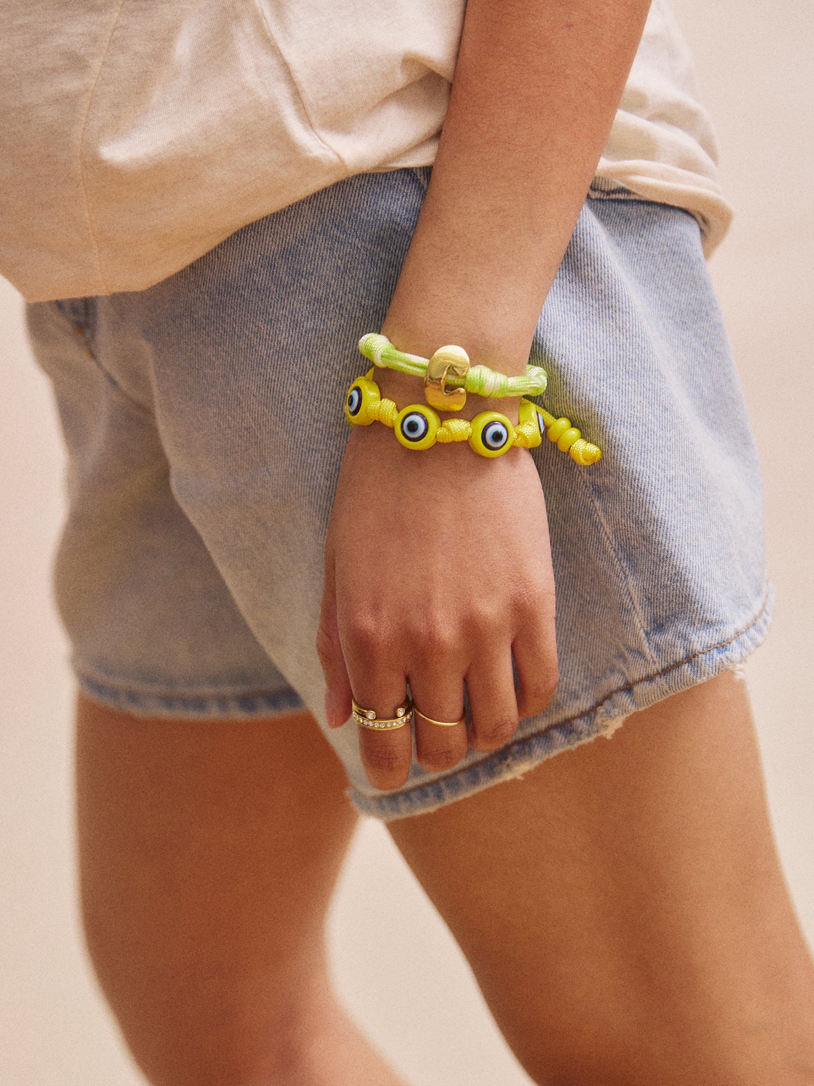 Knotty Good Eye Cord Bracelet  - Yellow