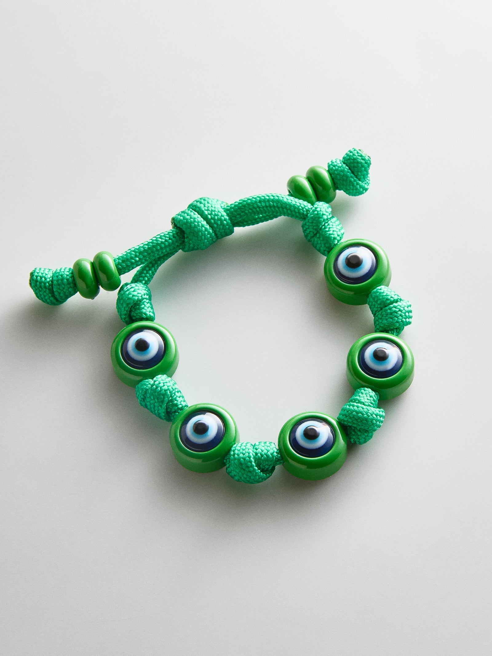 Knotty Good Eye Cord Bracelet  - Bright Green