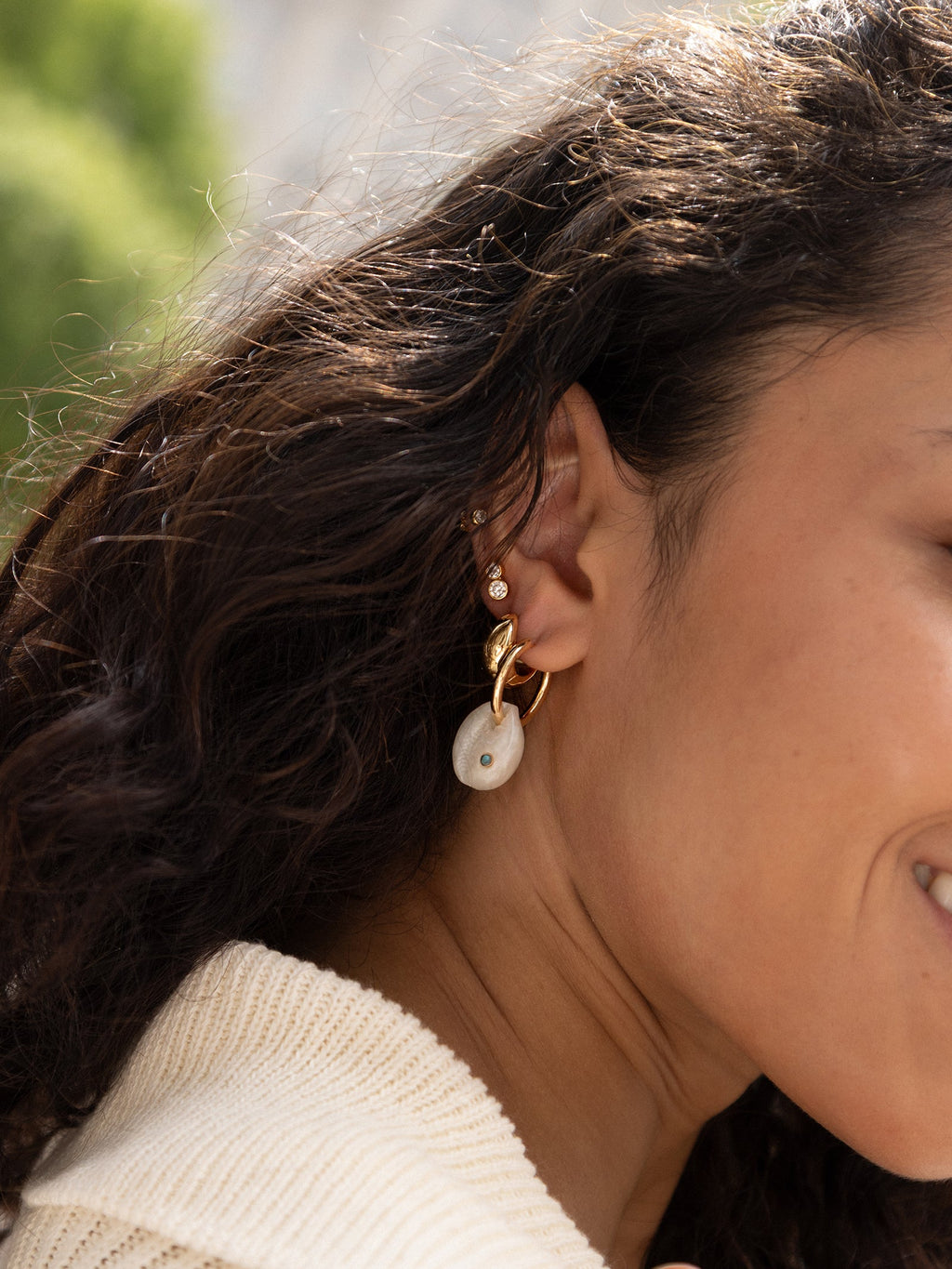 Solana Conch Shell Earrings - Gold/Pearl