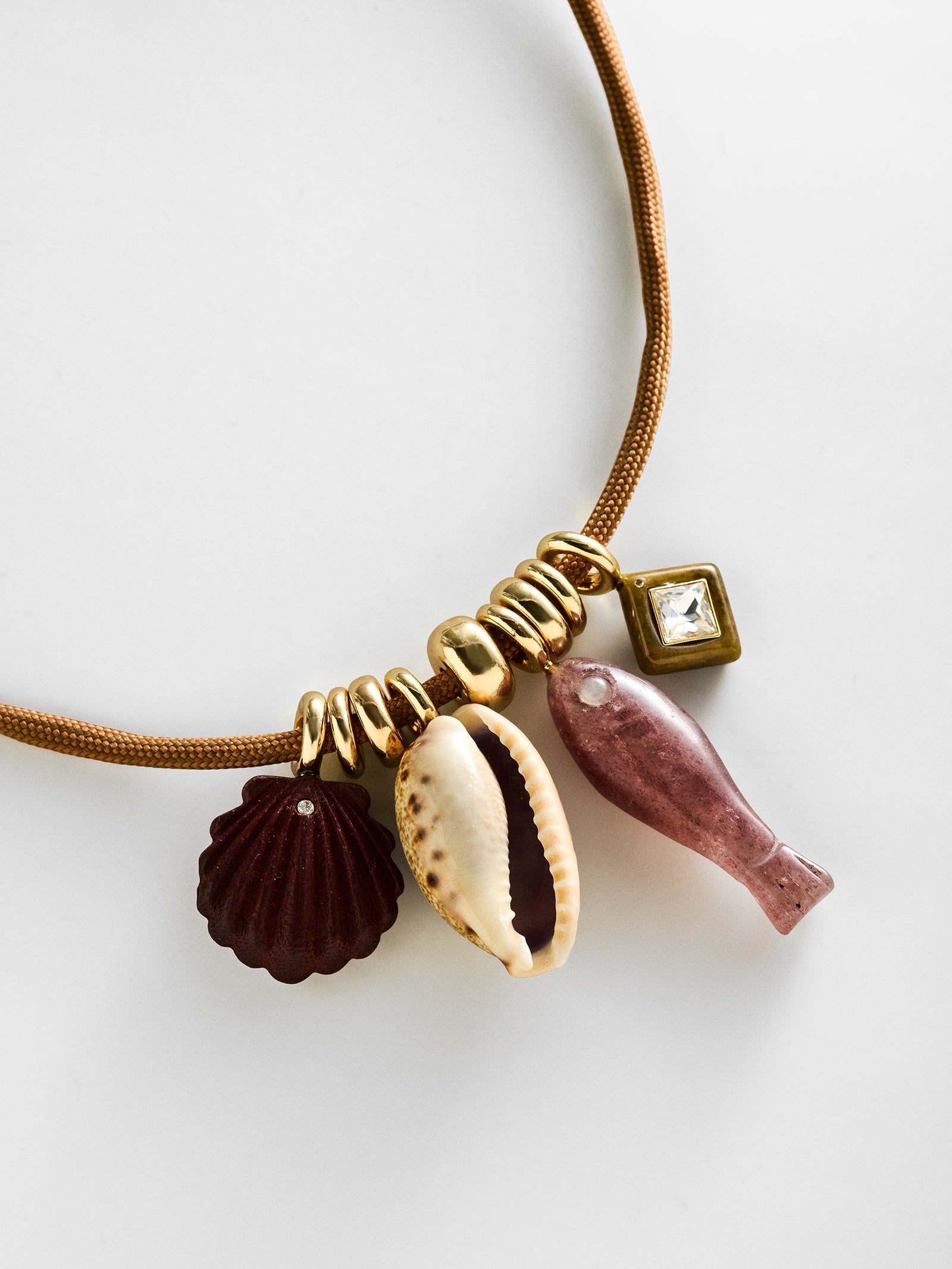 Shay Cord Charm Necklace - Brown
