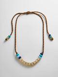 Custom Block Letter Semi-Precious Paracord Necklace - Brown