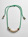 Custom Block Letter Semi-Precious Paracord Necklace - Green