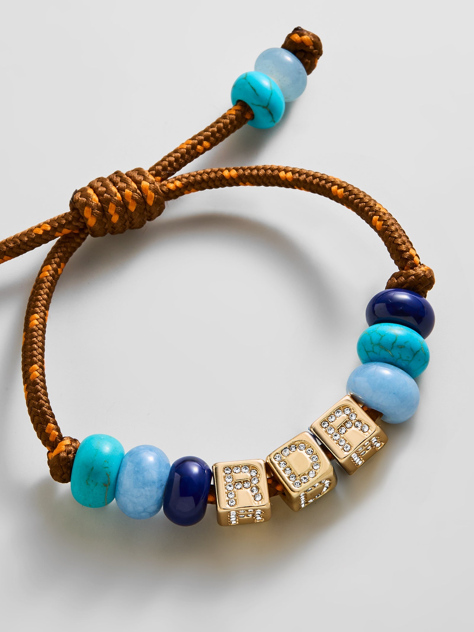 Custom Block Letter Semi-Precious Paracord Bracelet - Brown