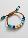 Custom Block Letter Semi-Precious Paracord Bracelet - Brown