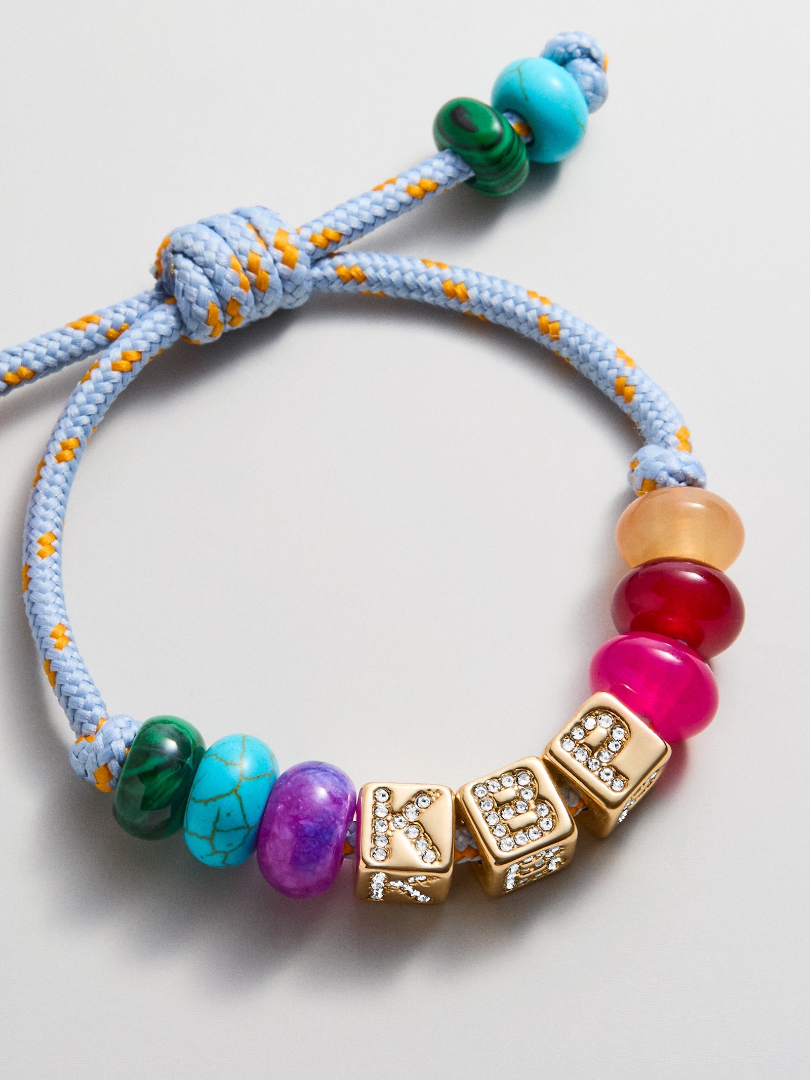 Custom Block Letter Semi-Precious Paracord Bracelet - Light Blue