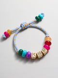 Custom Block Letter Semi-Precious Paracord Bracelet - Light Blue