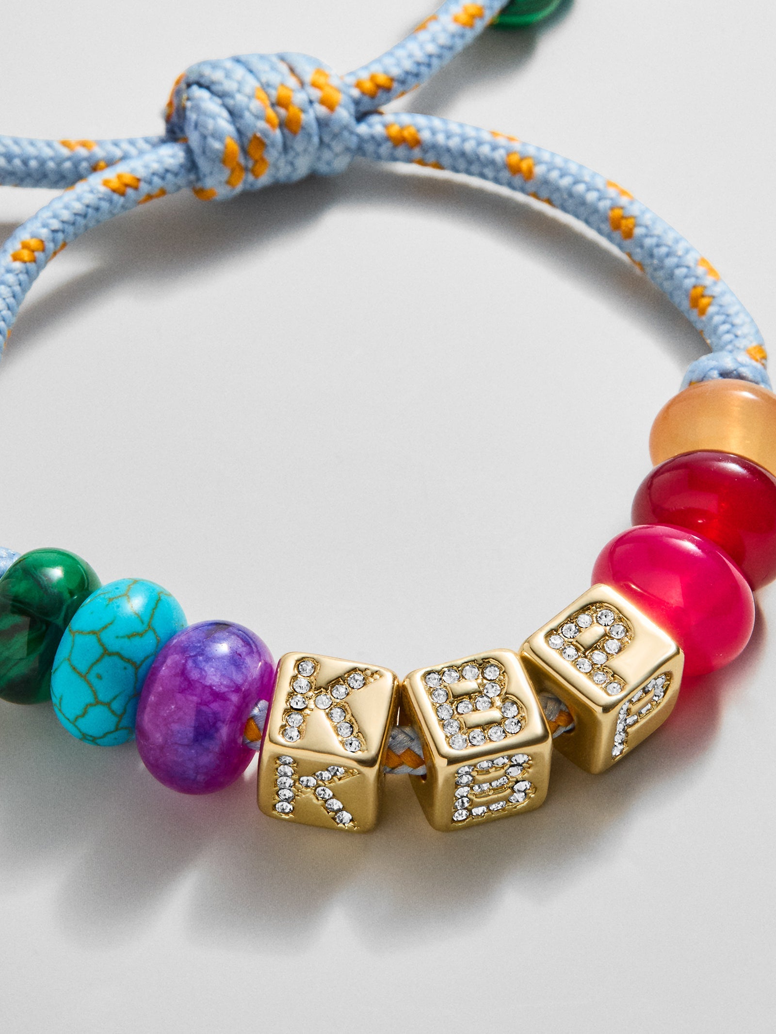 Custom Block Letter Semi-Precious Paracord Bracelet - Light Blue