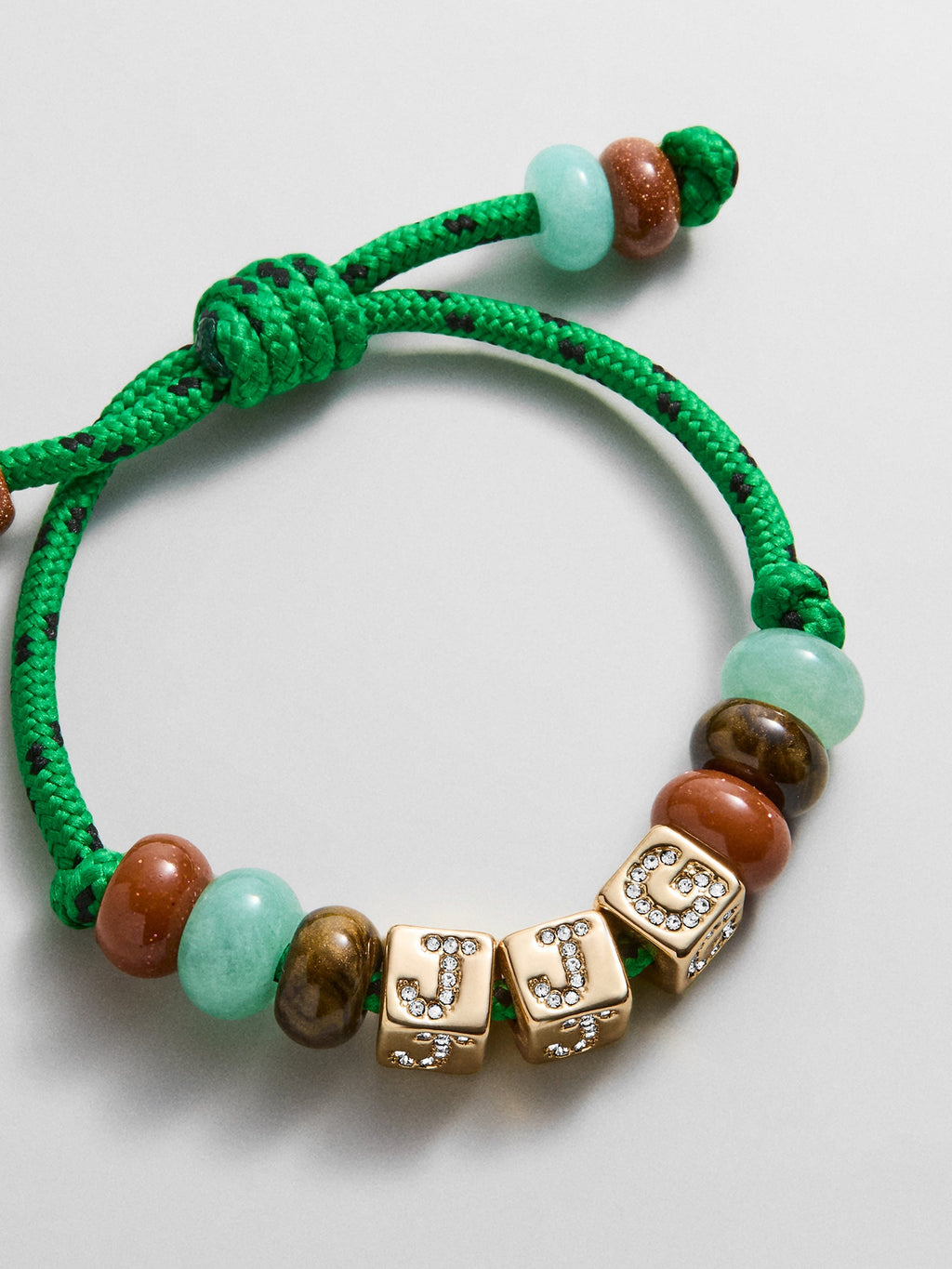 Custom Block Letter Semi-Precious Paracord Bracelet - Green