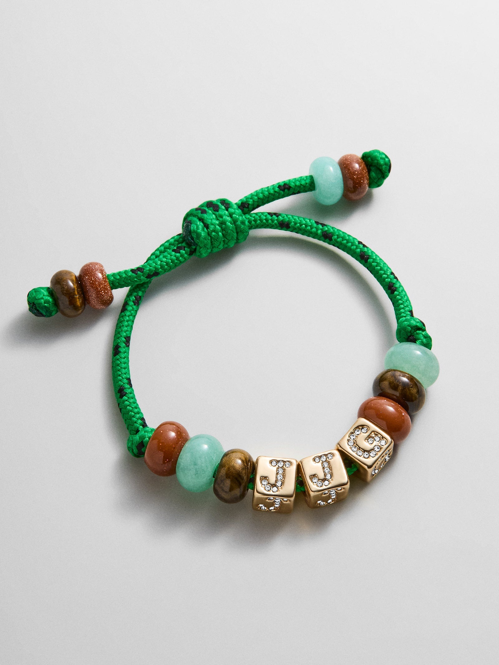 Custom Block Letter Semi-Precious Paracord Bracelet - Green
