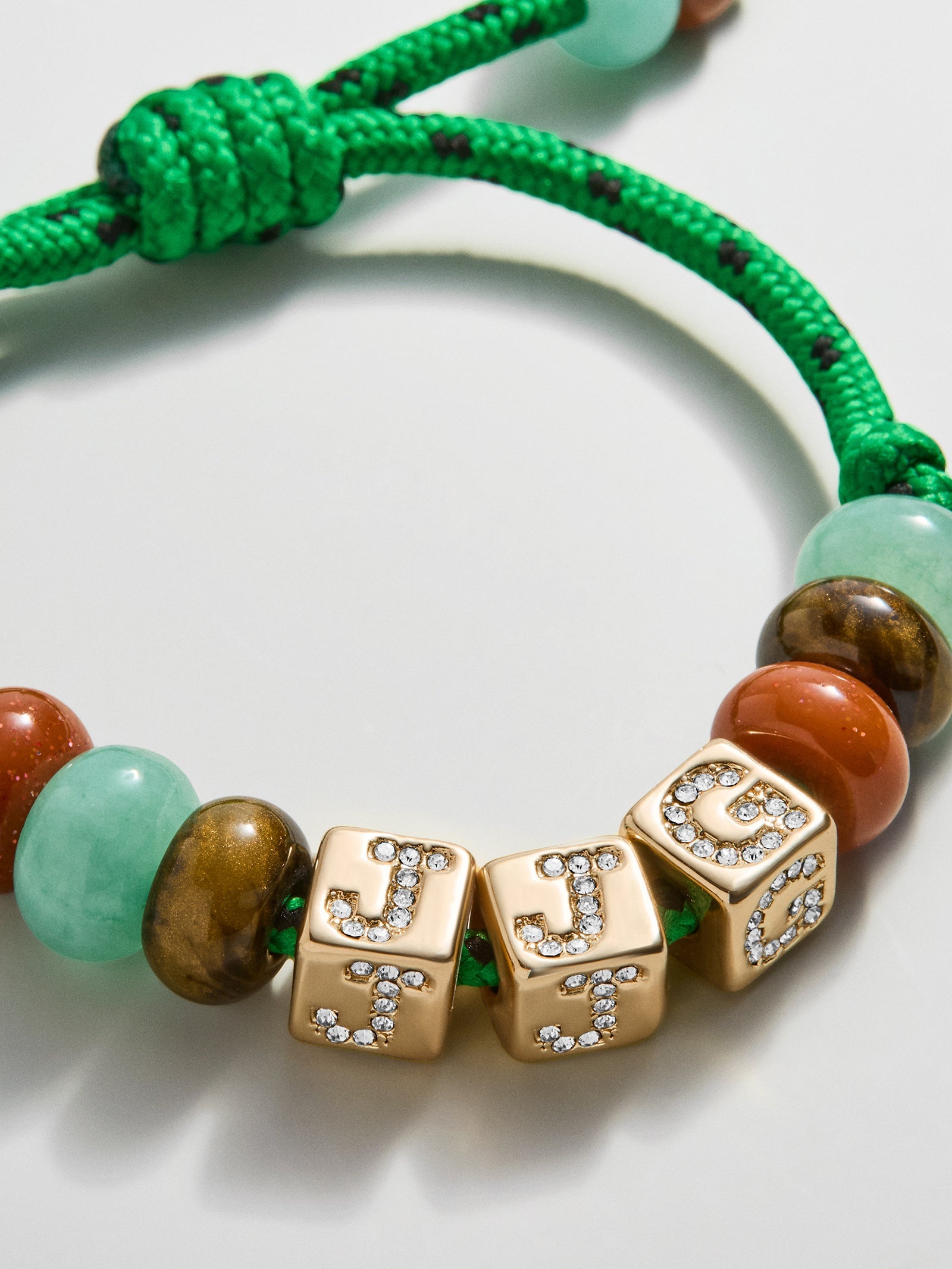 Custom Block Letter Semi-Precious Paracord Bracelet - Green