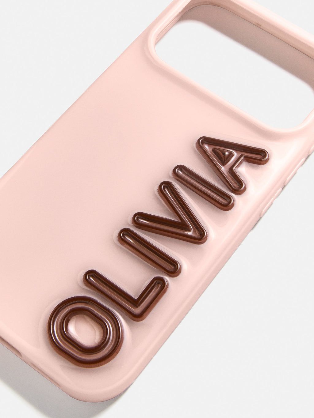 Fine Line Custom iPhone Case - Baby Pink/Dark Brown
