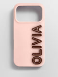 Fine Line Custom iPhone Case - Baby Pink/Dark Brown