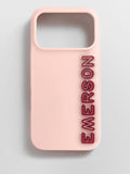 Fine Line Custom iPhone Case - Baby Pink/Maroon