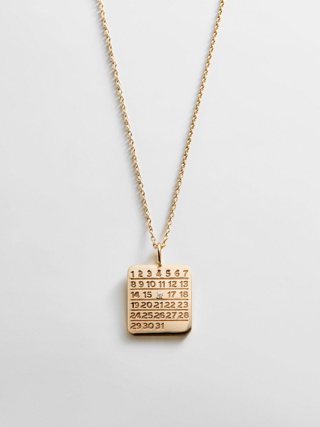 Save the Date Custom Calendar Pendant Necklace - Gold/Pavé
