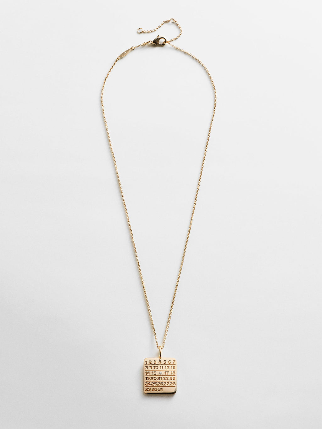 Save the Date Custom Calendar Pendant Necklace - Gold/Pavé