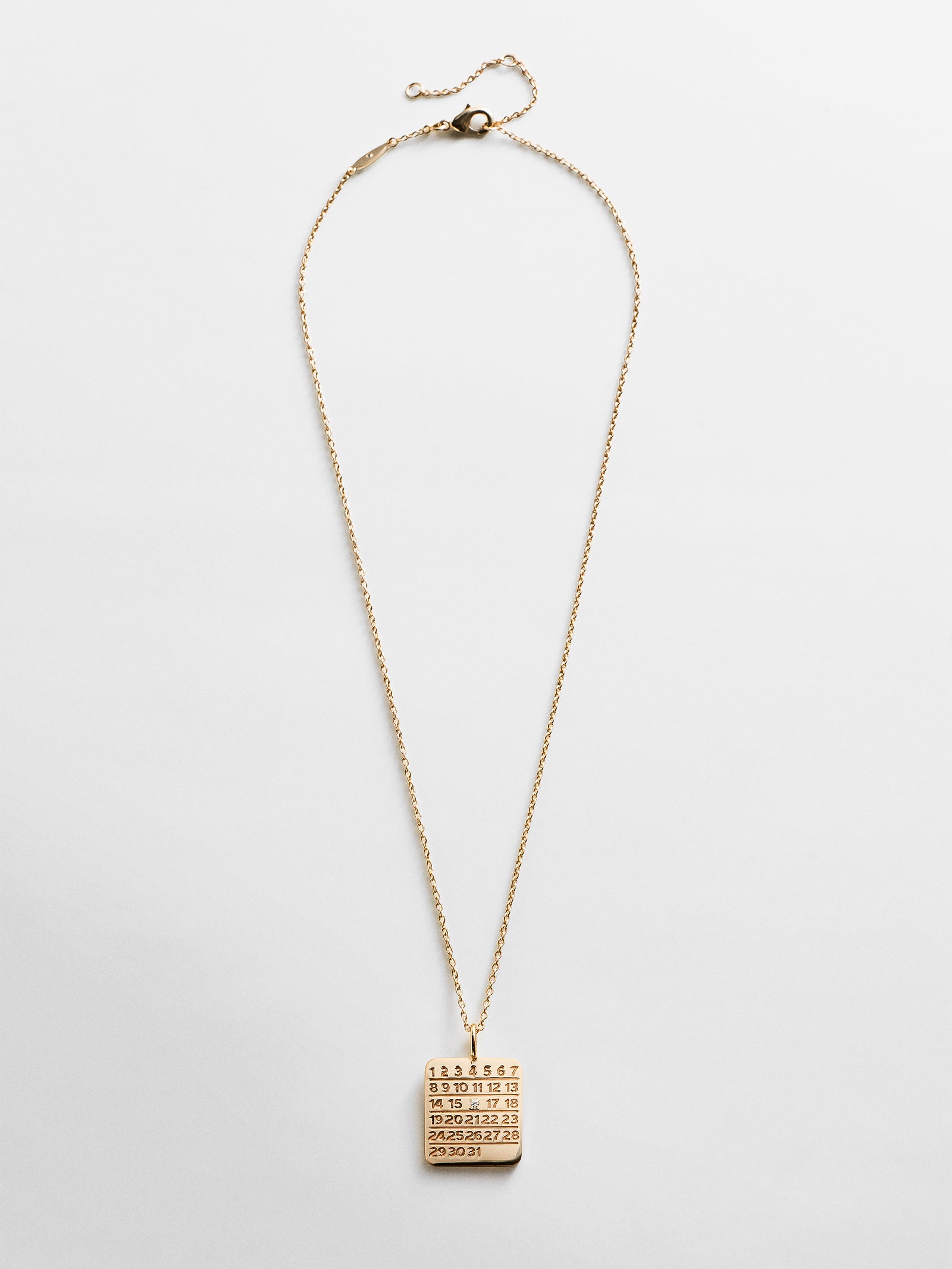 Save the Date Custom Calendar Pendant Necklace - Gold/Pavé