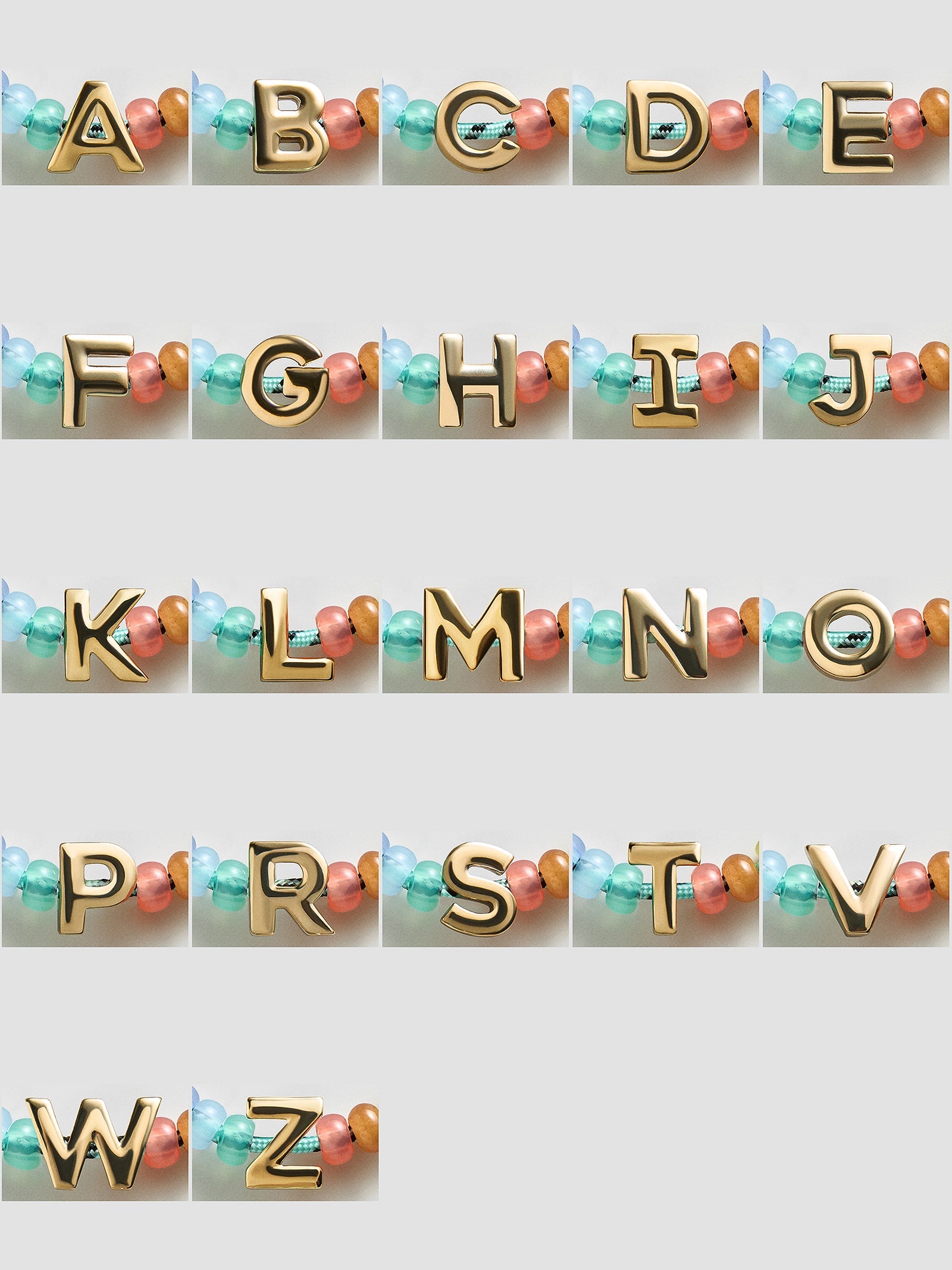 Marjorie Waterproof Initial Bracelet - Multi/Gold