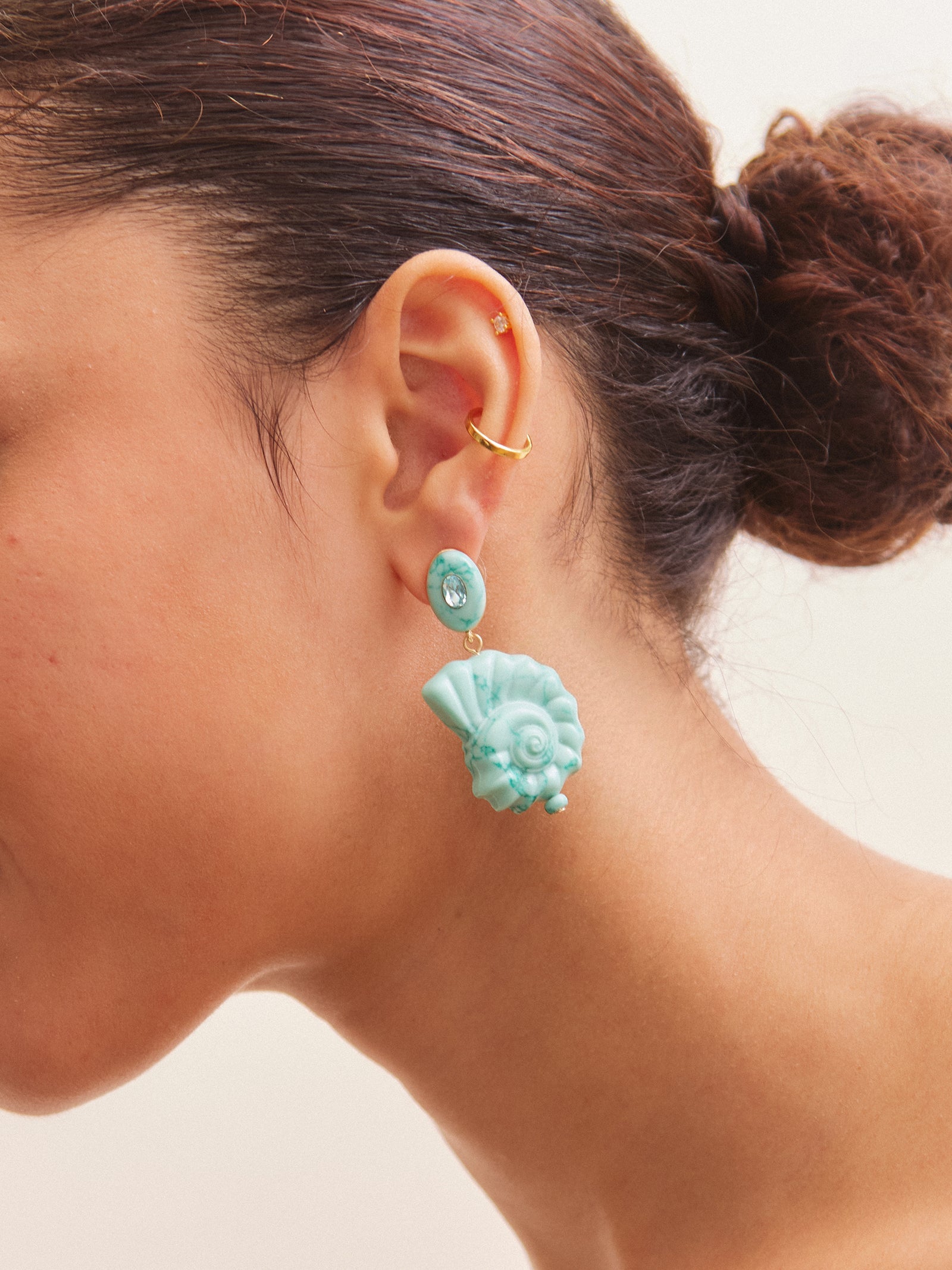 Mina Turquoise Shell Earrings - Turquoise