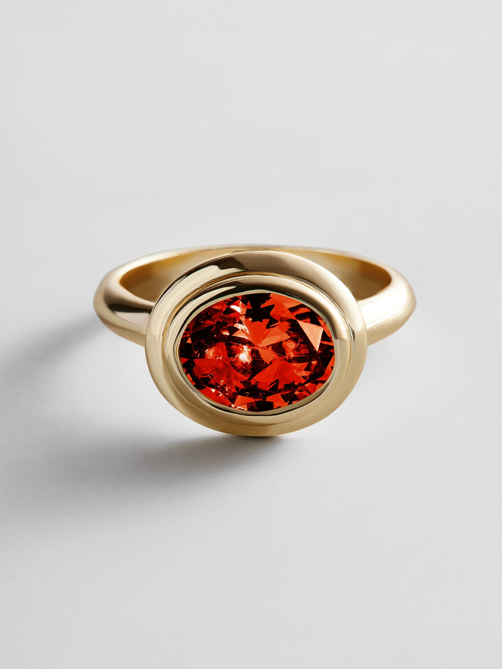 Gold Etched Bezel Custom Birthstone Ring - Garnet
