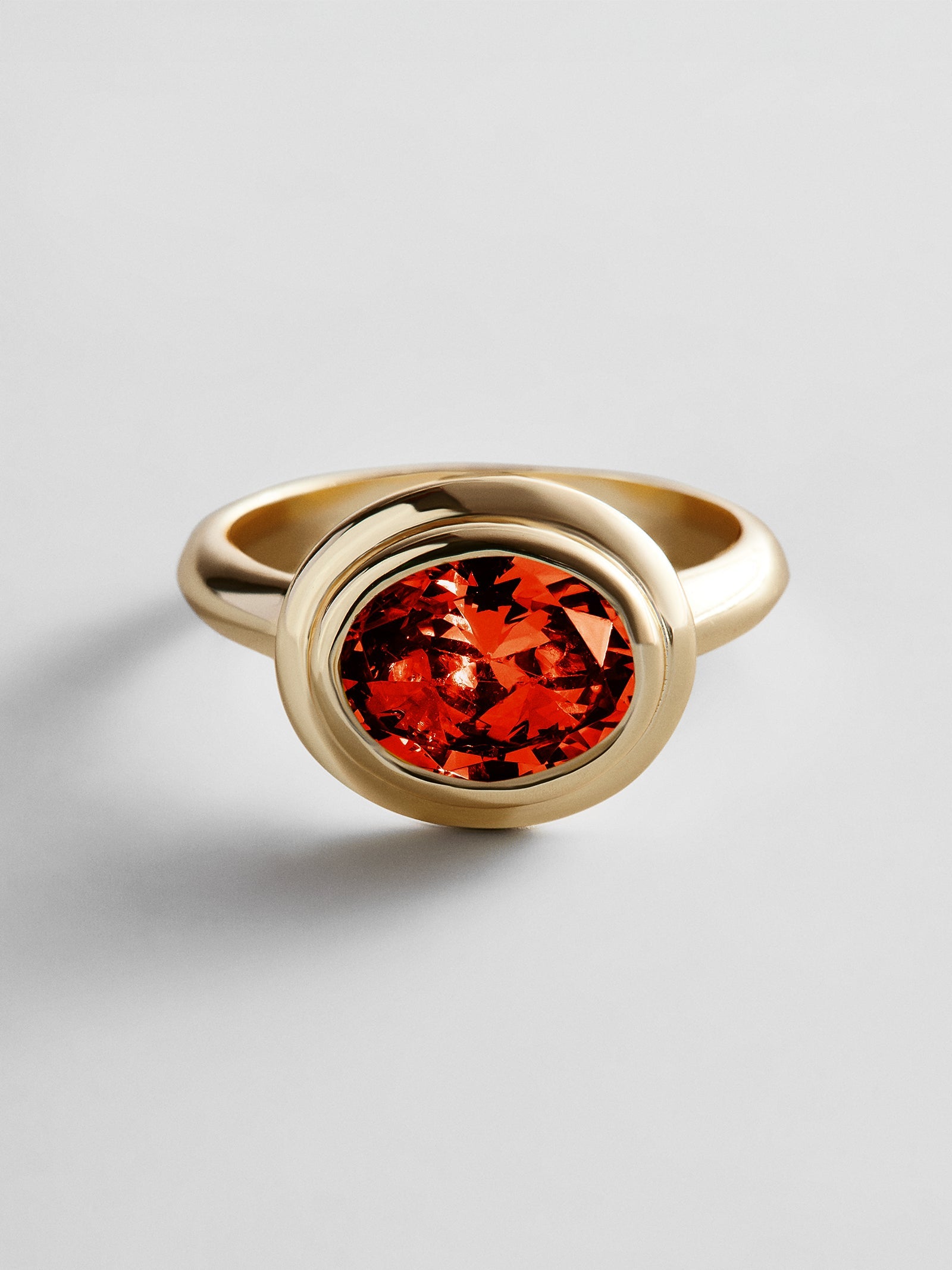 Gold Etched Bezel Custom Birthstone Ring - Garnet