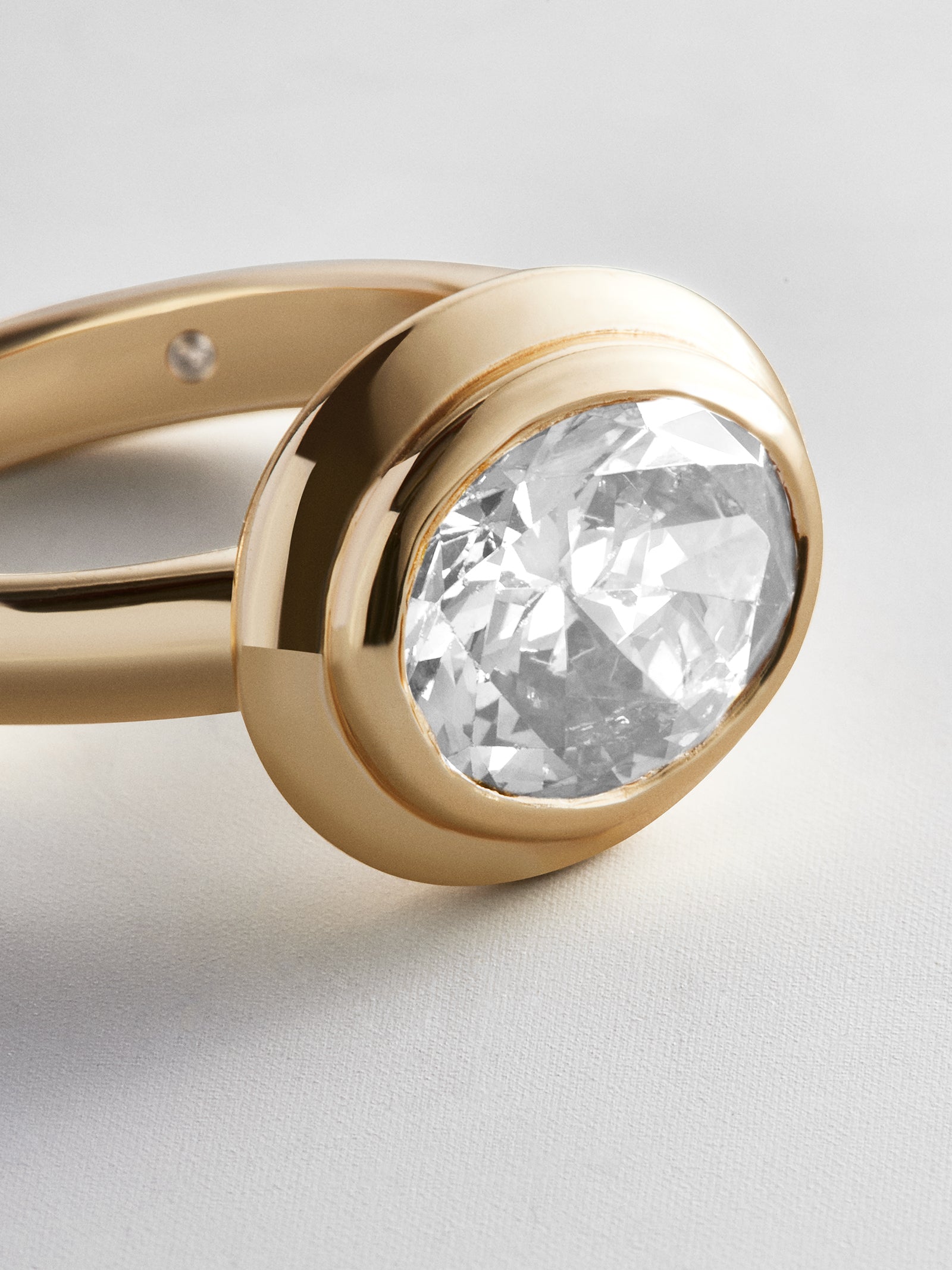 Gold Etched Bezel Custom Birthstone Ring - Crystal