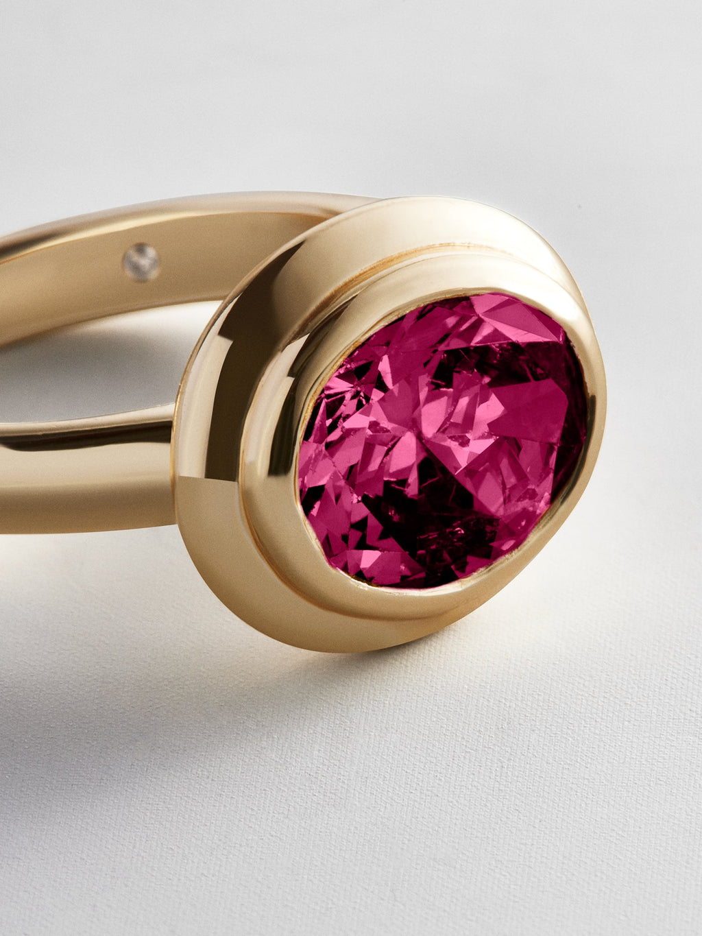 Gold Etched Bezel Custom Birthstone Ring - Ruby