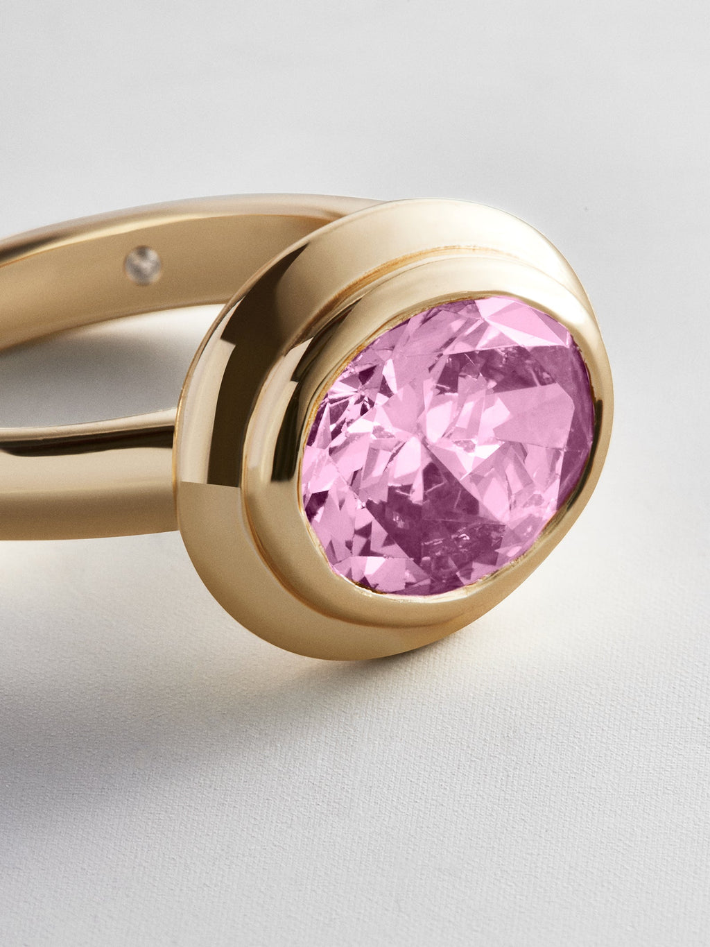 Gold Etched Bezel Custom Birthstone Ring - Rose