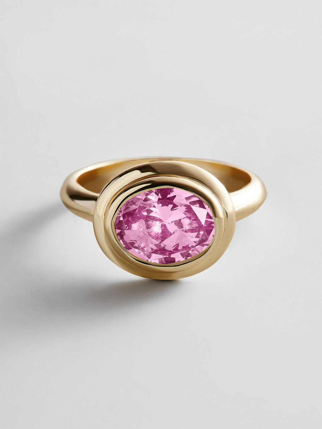 Gold Etched Bezel Custom Birthstone Ring - Rose