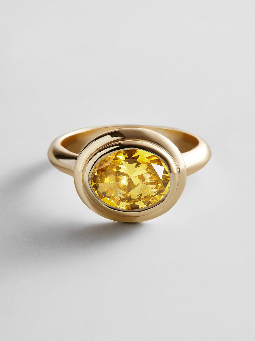 Gold Etched Bezel Custom Birthstone Ring - Topaz