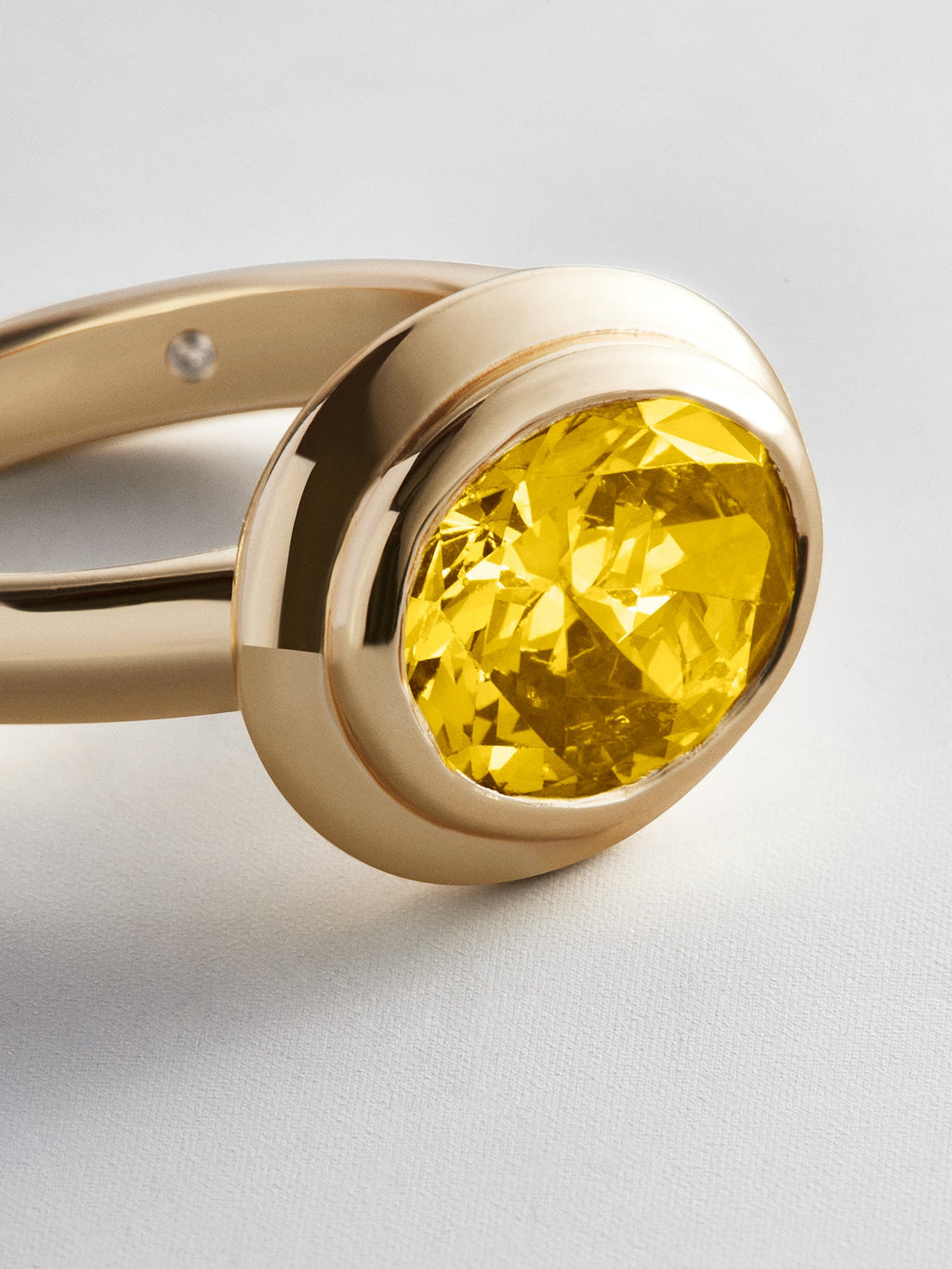 Gold Etched Bezel Custom Birthstone Ring - Topaz