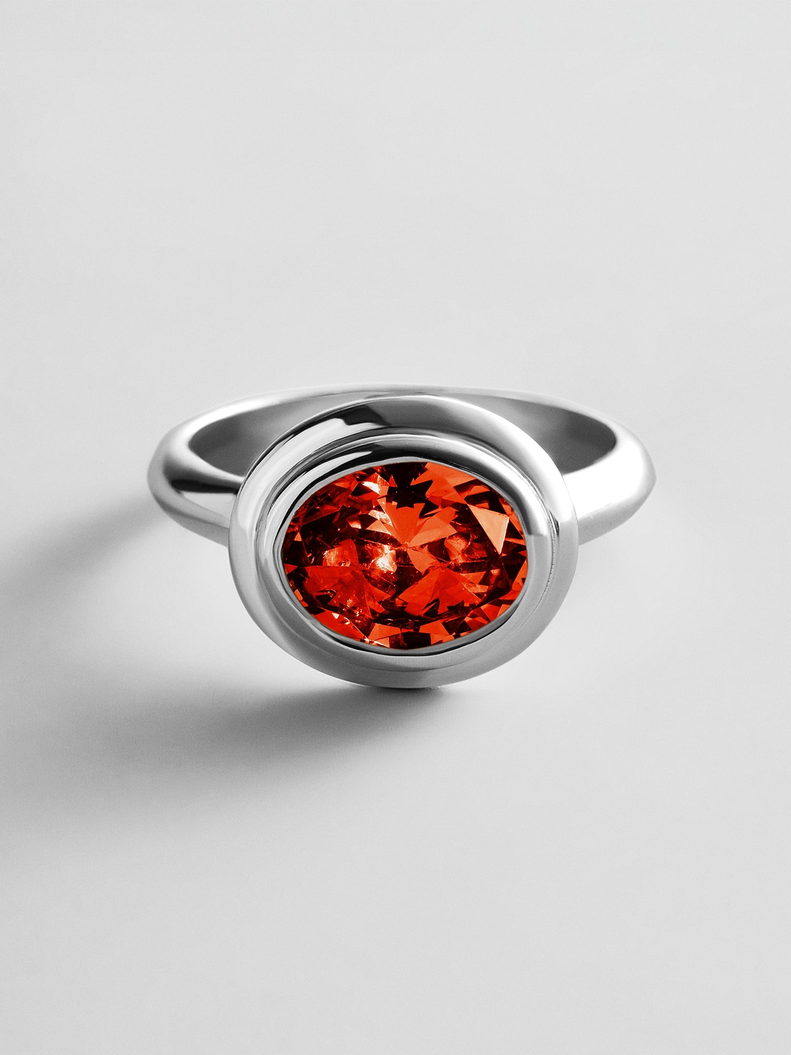 Silver Etched Bezel Custom Birthstone Ring - Garnet