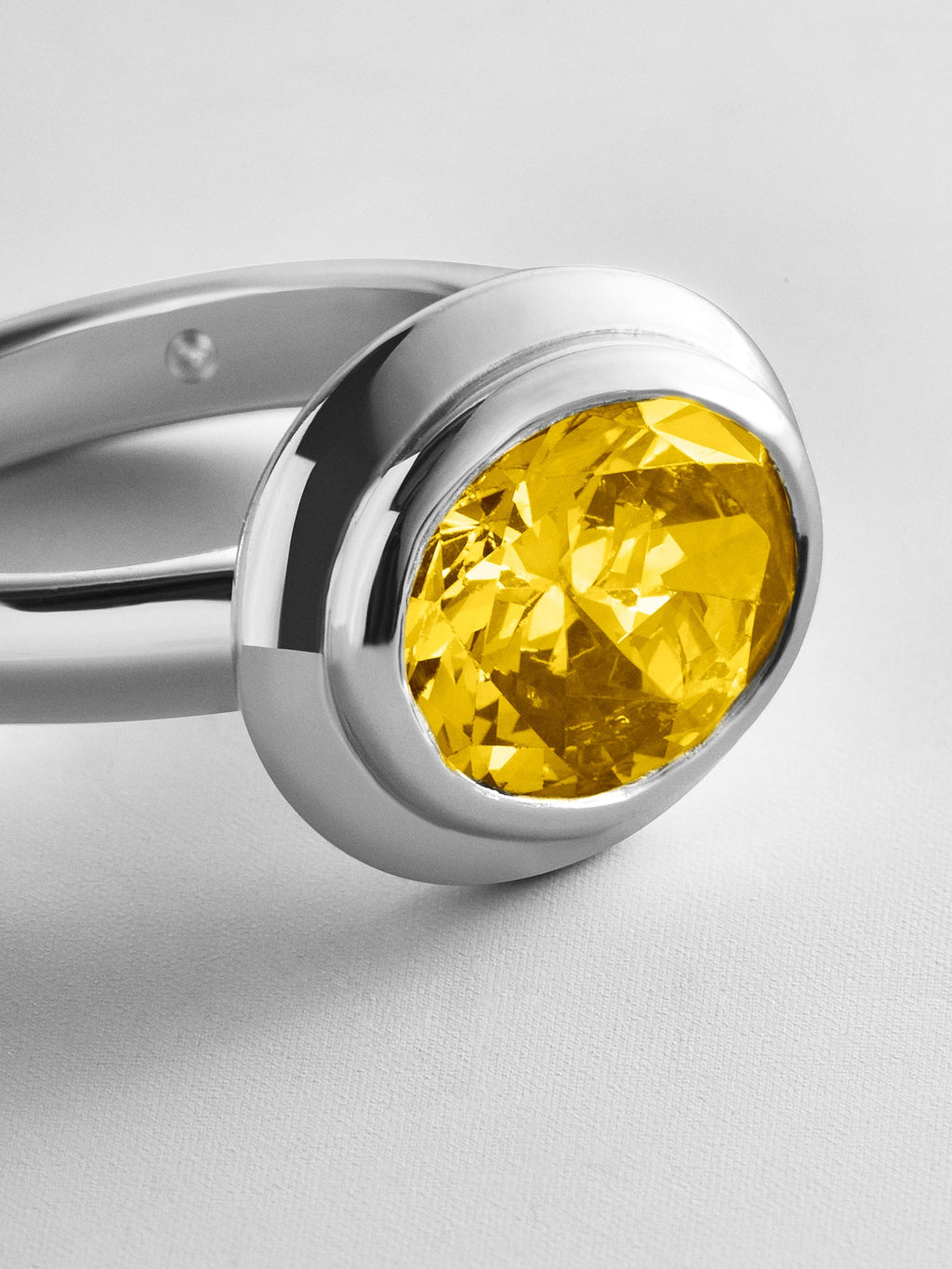 Silver Etched Bezel Custom Birthstone Ring - Topaz