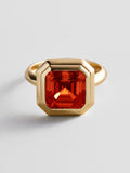 Gold Etched Bezel Custom Birthstone Ring - Garnet
