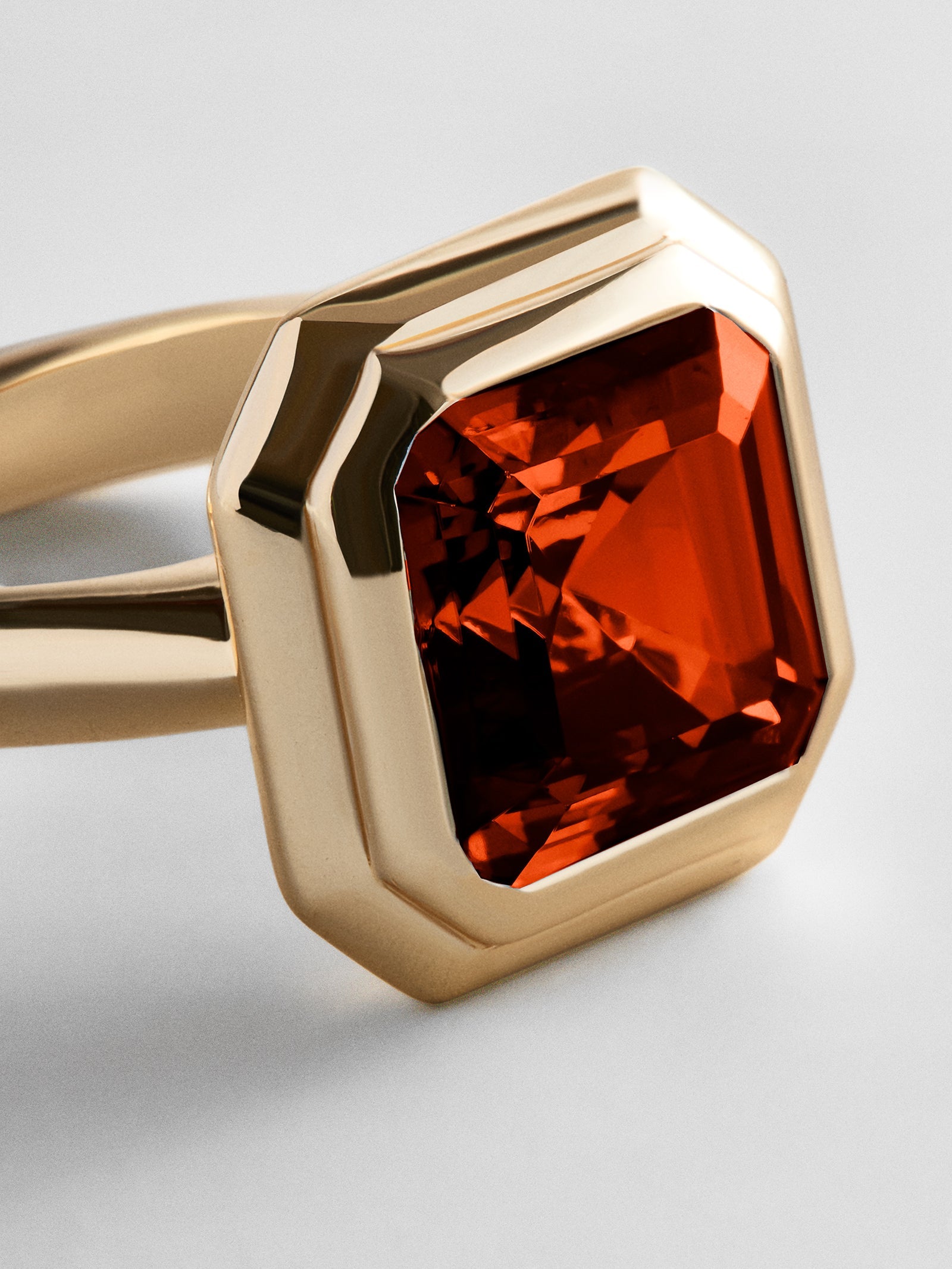 Gold Etched Bezel Custom Birthstone Ring - Garnet