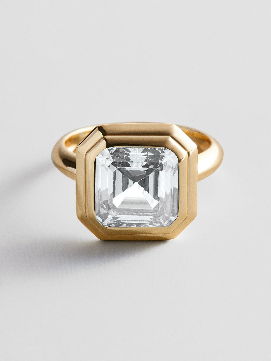 Gold Etched Bezel Custom Birthstone Ring - Crystal