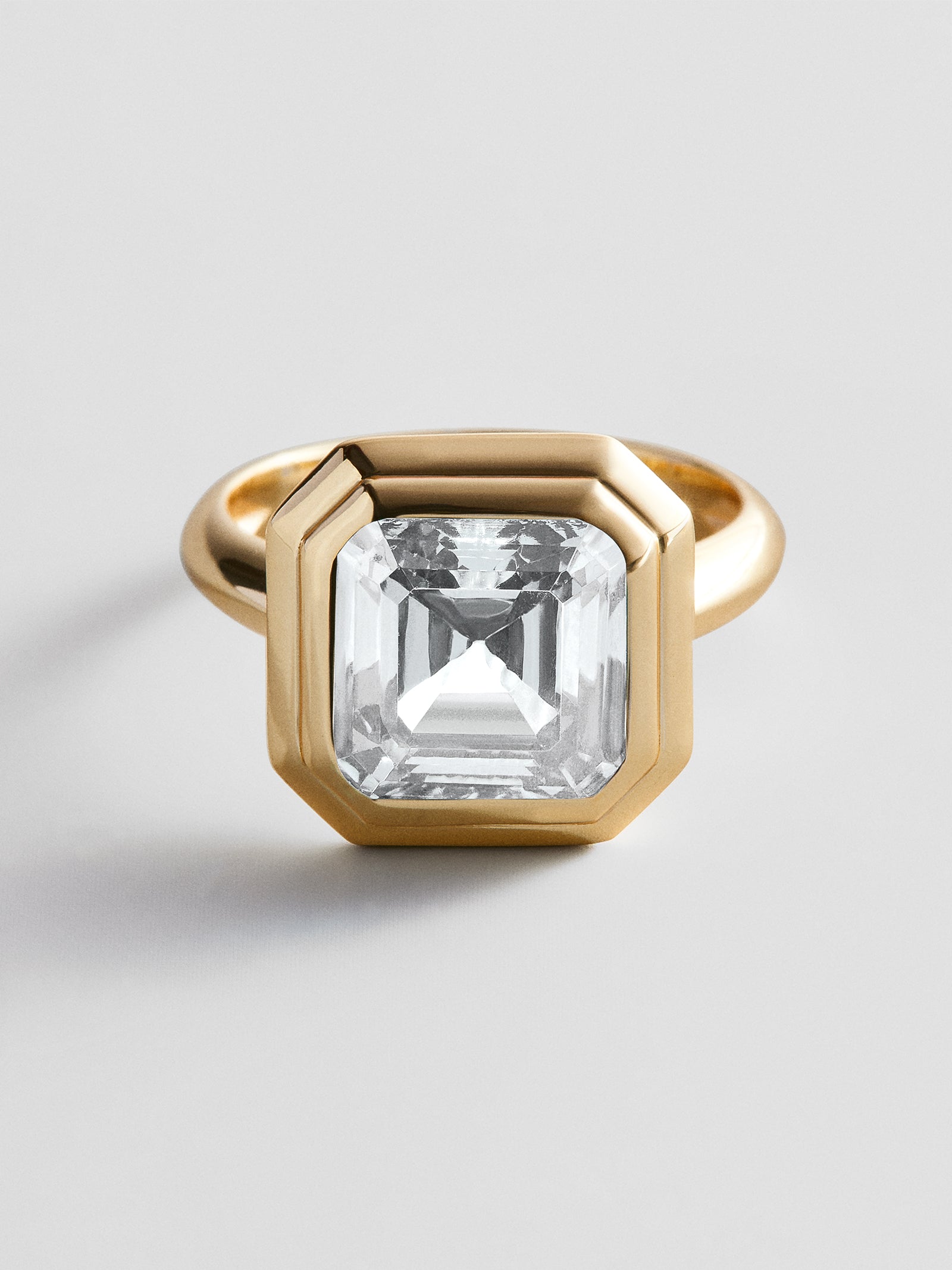 Gold Etched Bezel Custom Birthstone Ring - Crystal