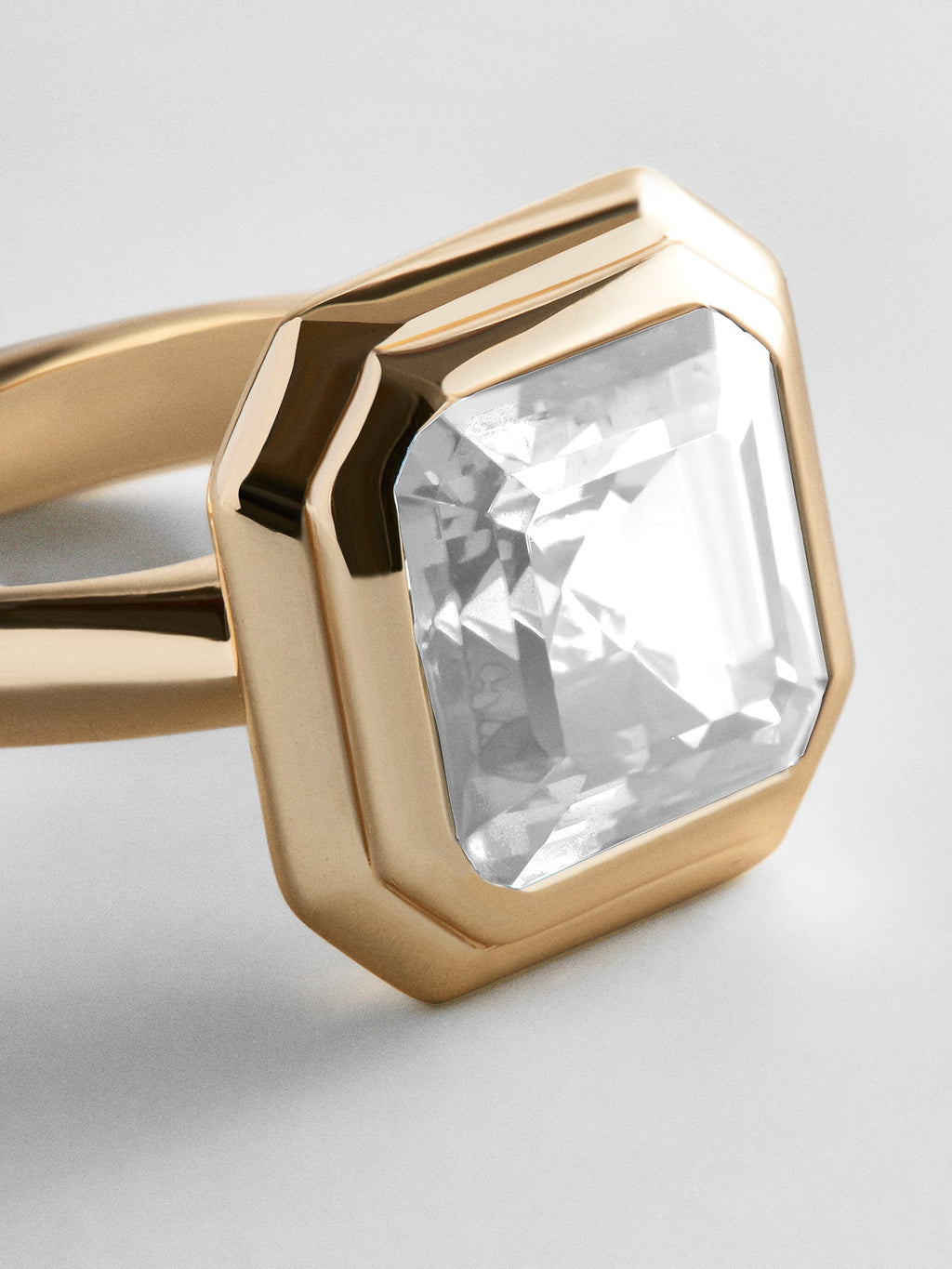 Gold Etched Bezel Custom Birthstone Ring - Crystal