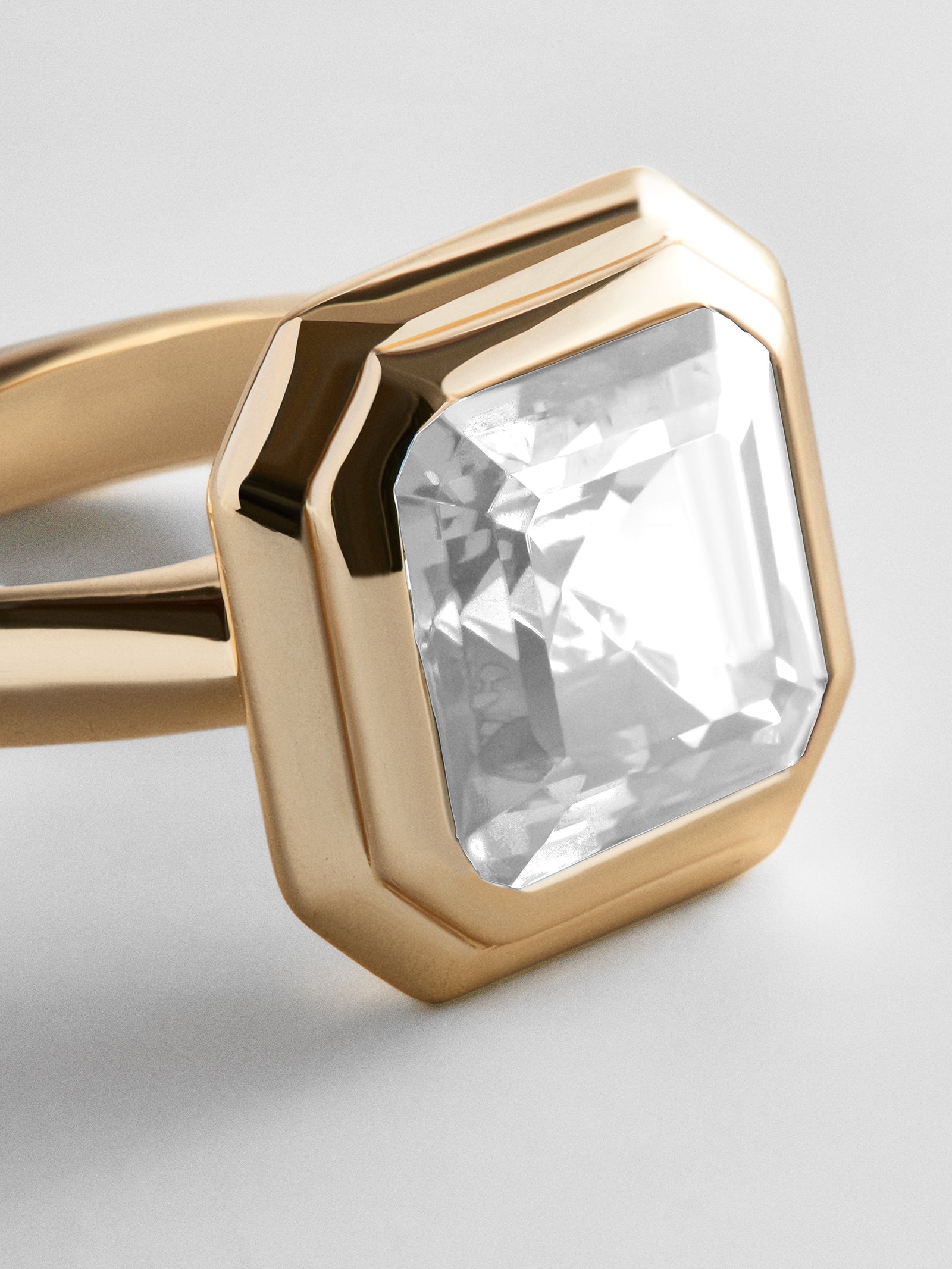 Gold Etched Bezel Custom Birthstone Ring - Crystal
