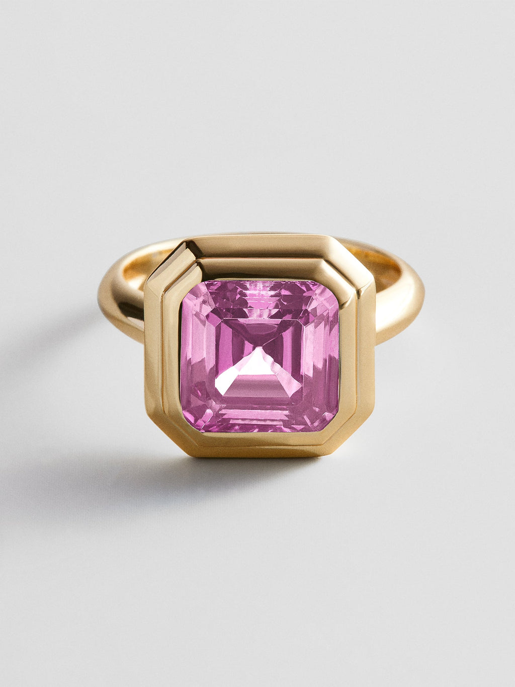 Gold Etched Bezel Custom Birthstone Ring - Rose