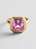 Gold Etched Bezel Custom Birthstone Ring - Rose