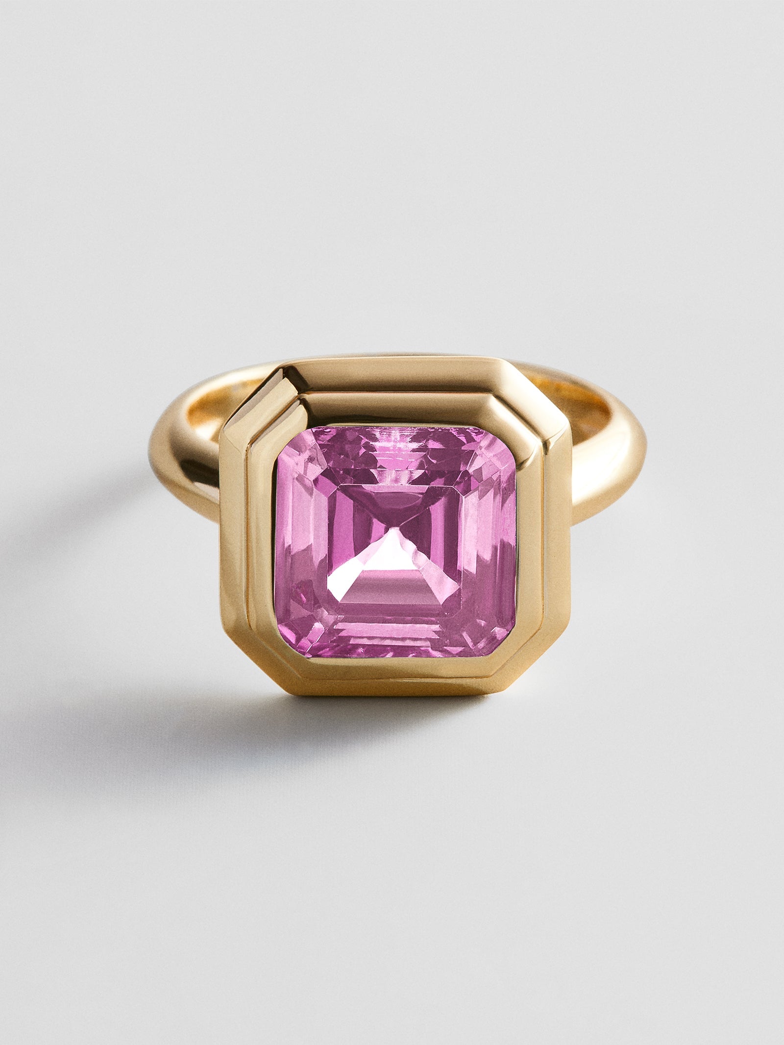 Gold Etched Bezel Custom Birthstone Ring - Rose